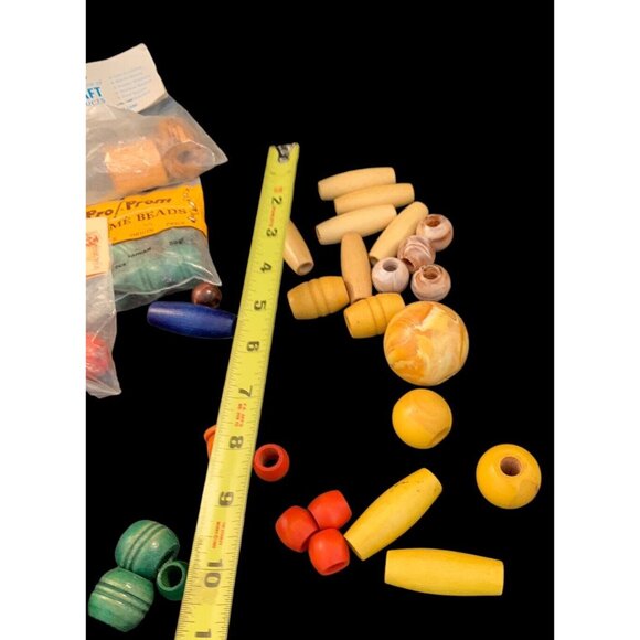 40 NOS Vintage Wood Macramé Beads Crafting 1970s 70s Rope Plant Hanger Crafts - Picture 5 of 7